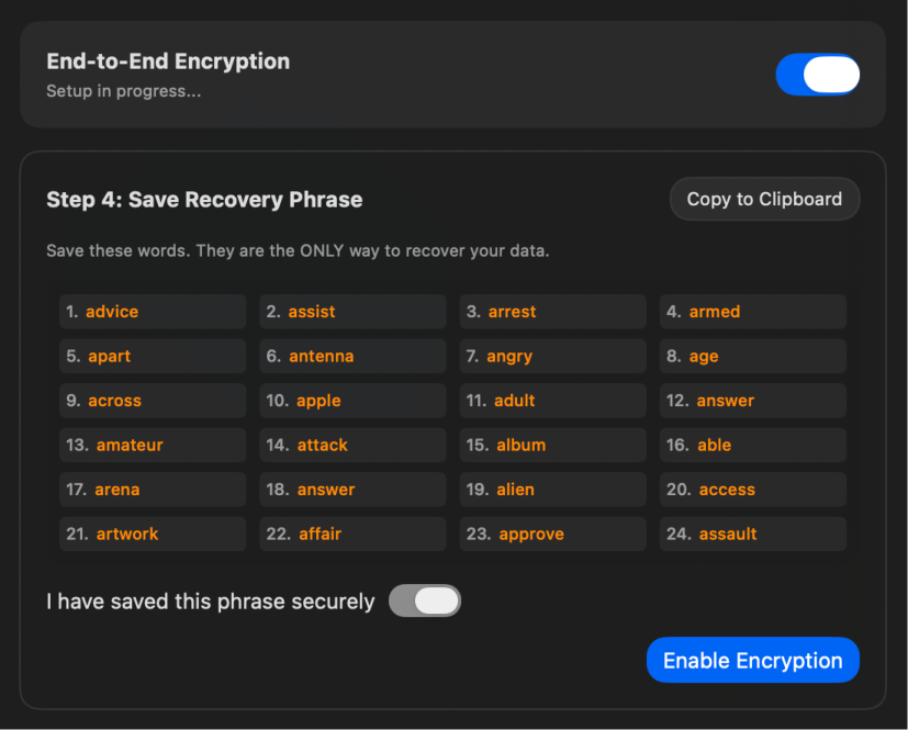 Encryption Interface
